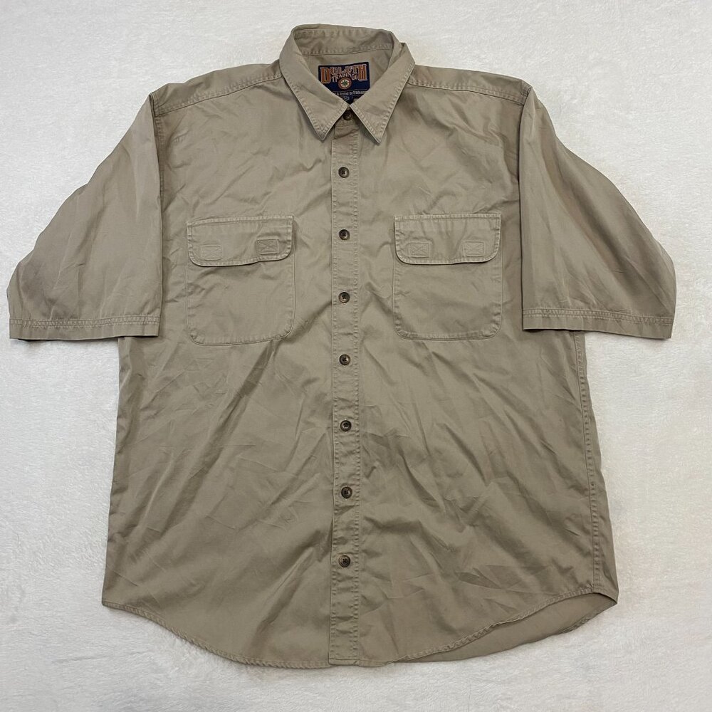 Duluth Trading Button Up Shirt Short Sleeve Canvas Cotton Work Men's XL Tall
